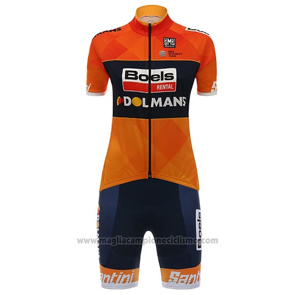 2017 Abbigliamento Ciclismo Donne Damen Boels Dolmans Arancione Manica Corta e Salopette